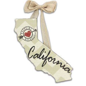 Farmhouse Chic California State Sign, Burlap Ribbon Bow | 'Where my ❤️ Belongs'
